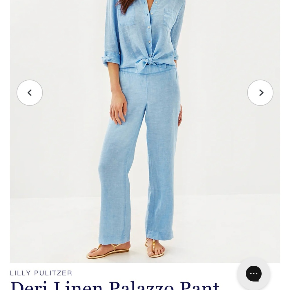 Lilly Pulitzer Beckon Blue Linen Pants
